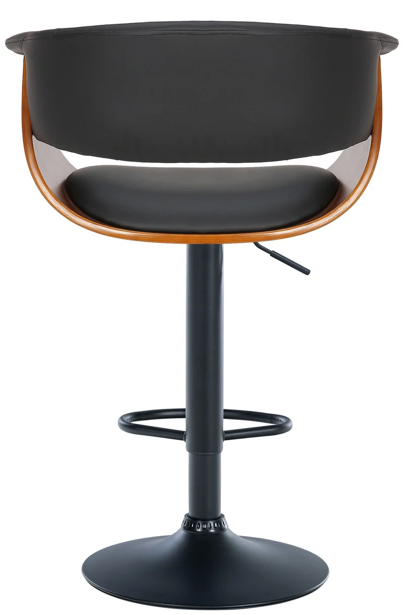Lot de 2 tabourets de bar chic et confortable en bois noyer synthétique et métal noir TDB10721
