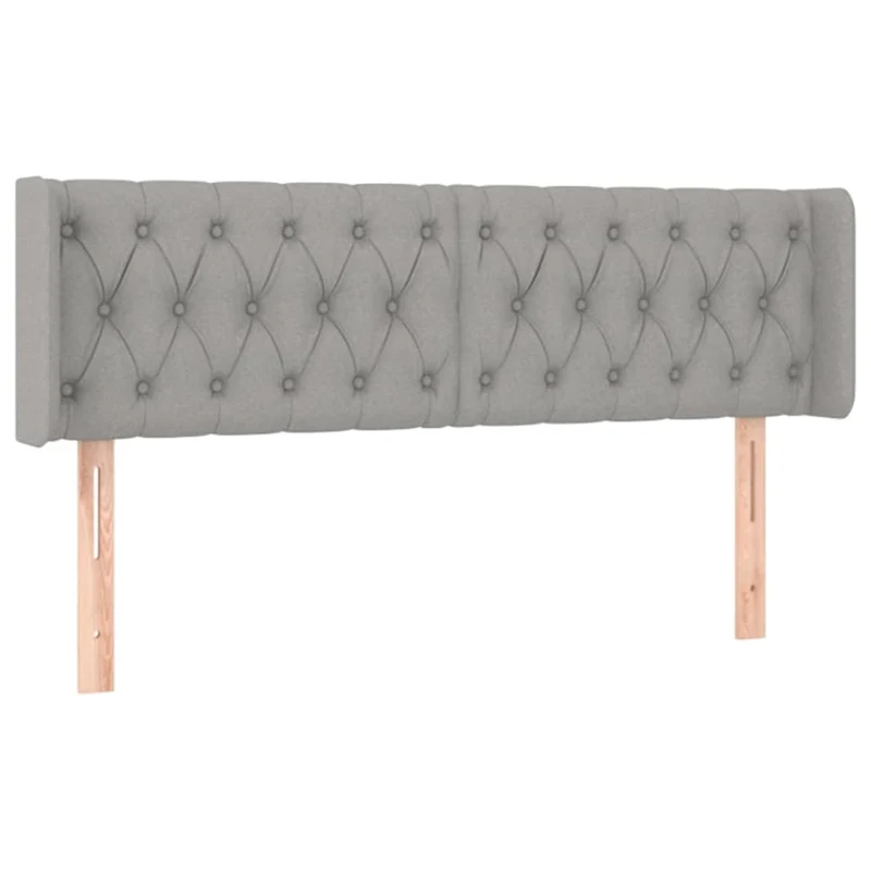 Tête de lit accessoire couchage chambre à coucher meuble à LED 147 x 16 x 78/88 cm tissu gris clair TDL0201377