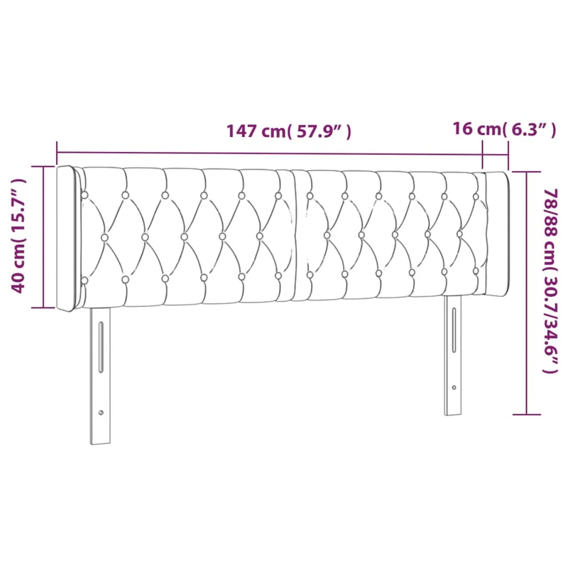 Tête de lit accessoire couchage chambre à coucher meuble à LED 147 x 16 x 78/88 cm tissu gris clair TDL0201377