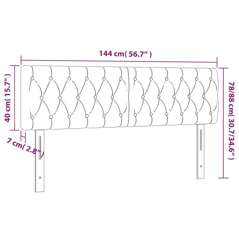 Tête de lit accessoire couchage chambre à coucher meuble à LED 144 x 7 x 78/88 cm tissu gris clair TDL0201391