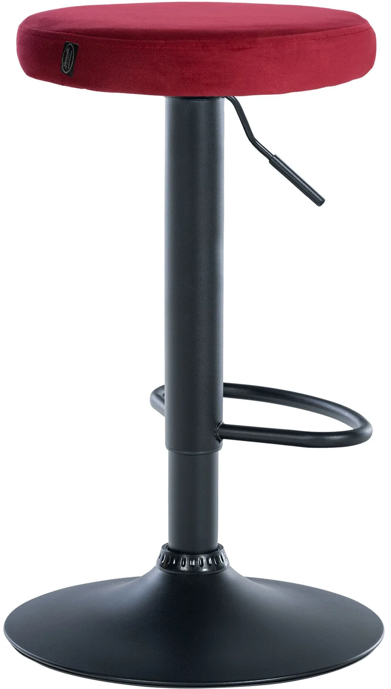 Lot de 2 tabourets de bar avec assise en tissu velours rouge et cadre métal noir TDB10709