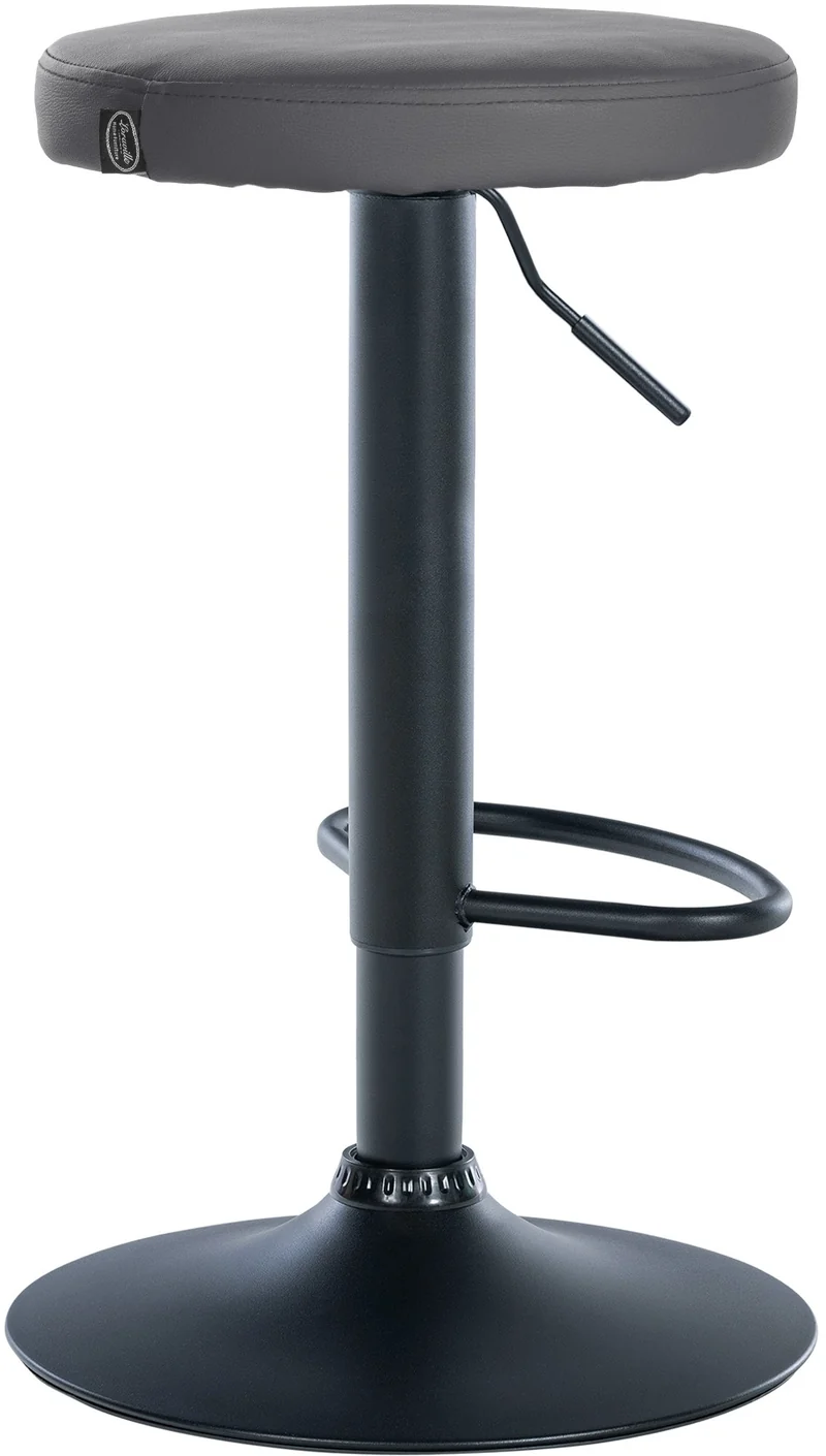 Lot de 2 tabourets de bar design simple avec assise en synthétique gris et cadre métal noir TDB10686