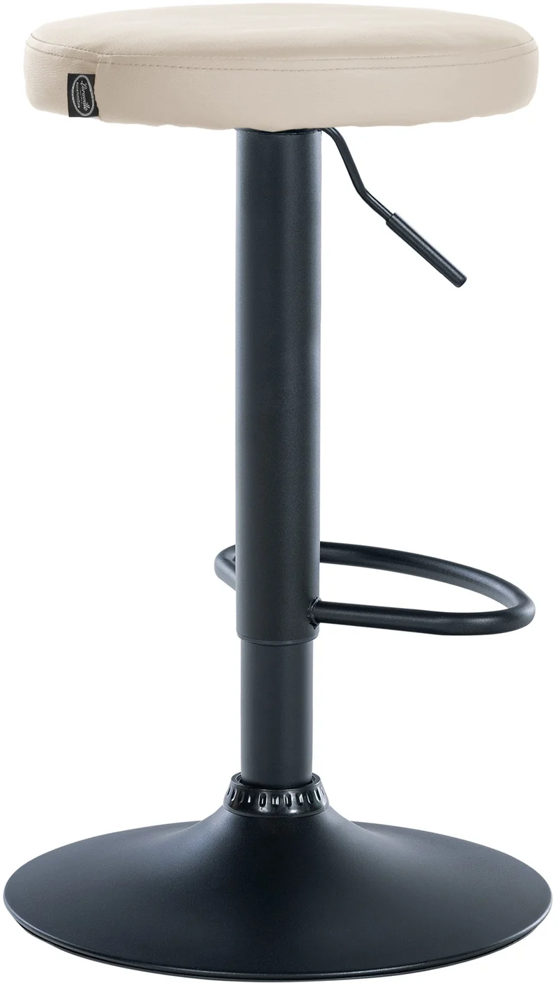 Lot de 2 tabourets de bar design simple avec assise en synthétique crème et cadre métal noir TDB10685