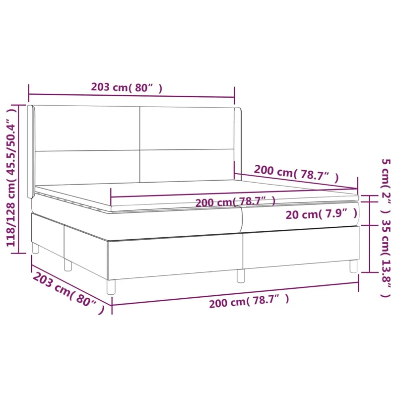 Cadre de lit LED avec sommier tête de lit matelas 200x200cm synthétique noir TDL0209137