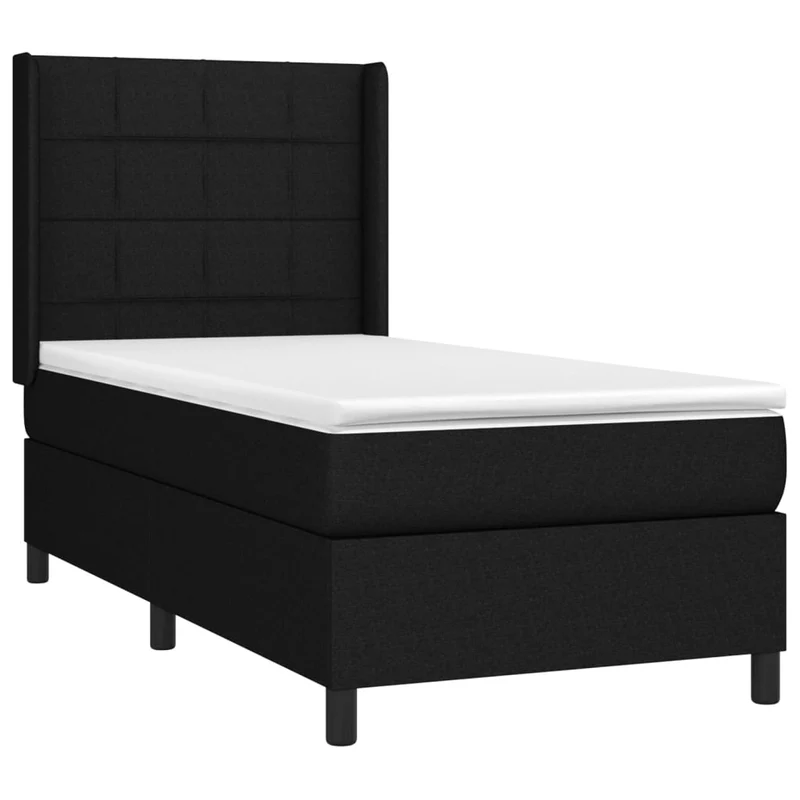 Cadre de lit LED avec sommier tête de lit matelas 80x200cm tissu noir TDL0209119