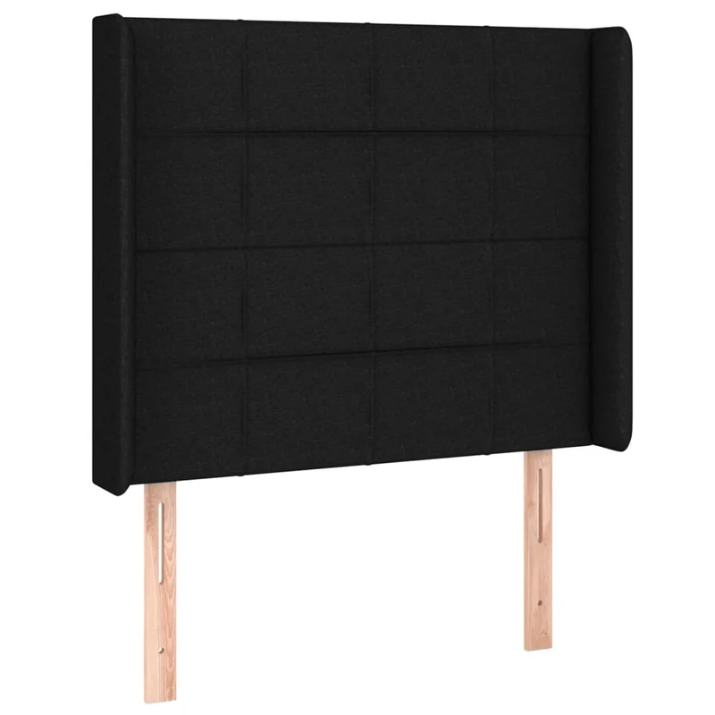 Cadre de lit LED avec sommier tête de lit matelas 80x200cm tissu noir TDL0209119