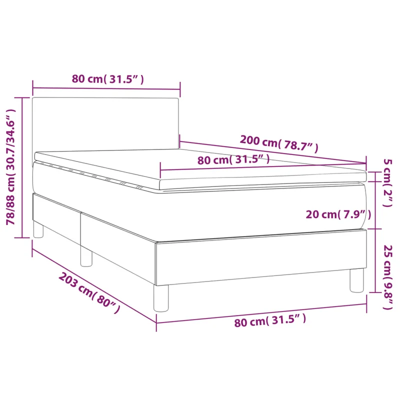 Cadre de lit LED avec sommier tête de lit matelas 80x200cm tissu noir TDL0209093
