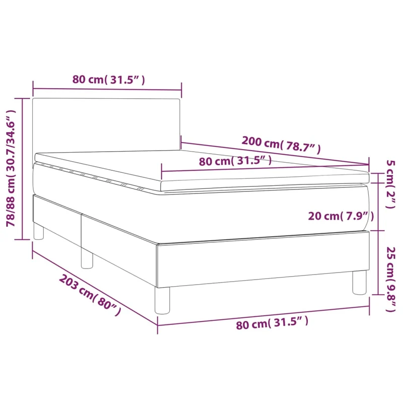 Cadre de lit LED avec sommier tête de lit matelas 80x200cm tissu gris clair TDL0209507