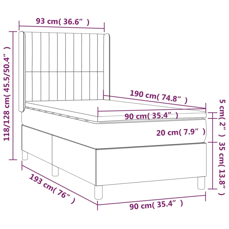Cadre de lit LED avec sommier tête de lit matelas 90x190cm tissu gris clair TDL0209479