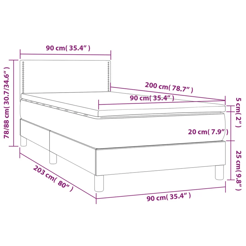 Cadre de lit LED avec sommier tête de lit matelas 90x200cm tissu gris foncé TDL0209361