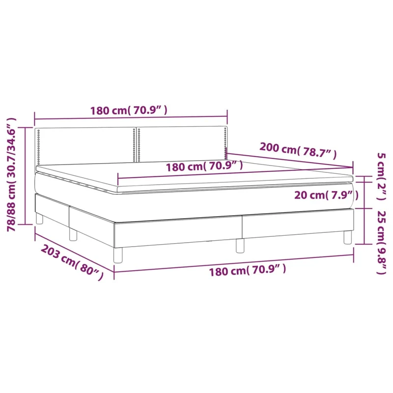 Cadre de lit LED avec sommier tête de lit matelas 180x200cm synthétique noir TDL0209152