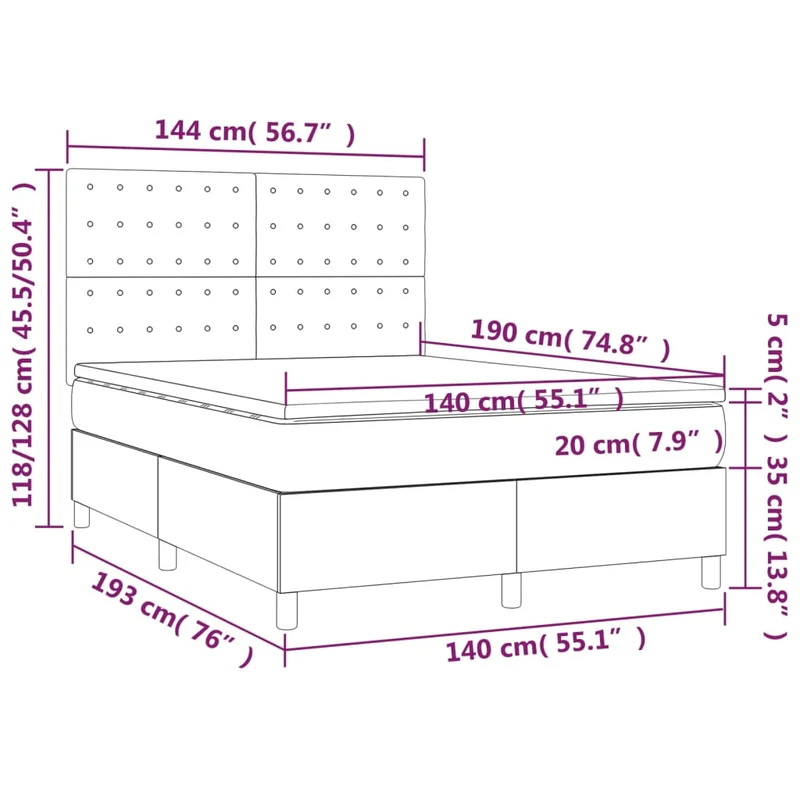 Cadre de lit LED avec sommier tête de lit matelas 140x190cm synthétique noir TDL0209231