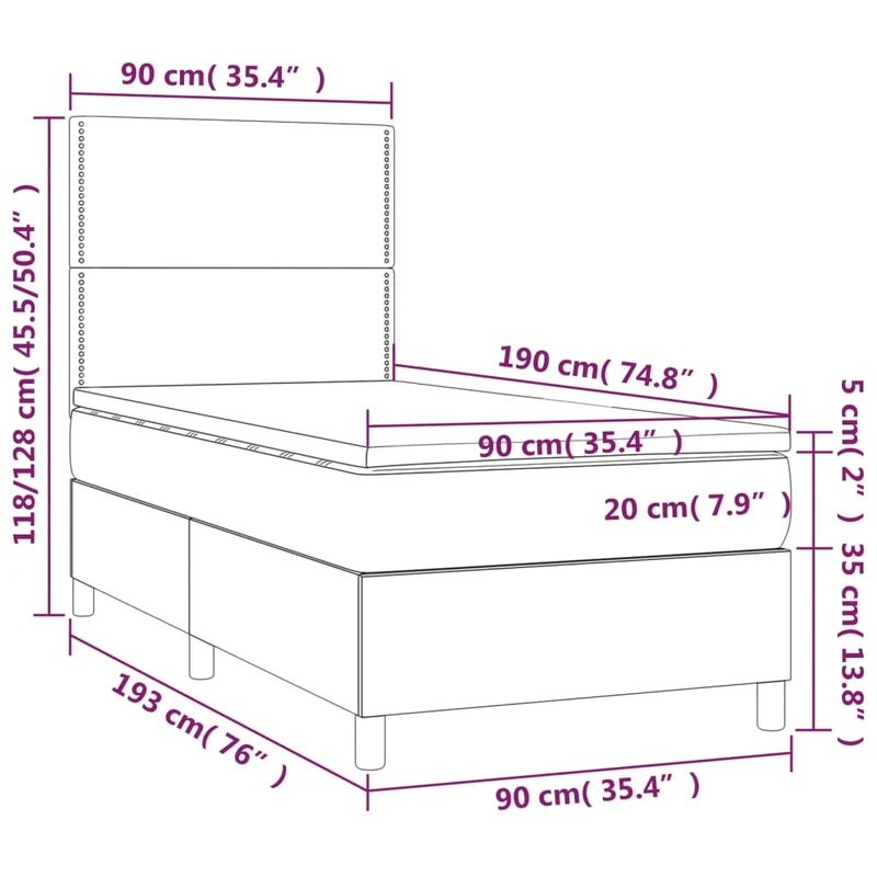 Cadre de lit LED avec sommier tête de lit matelas 90x190 cm synthétique noir TDL0209078