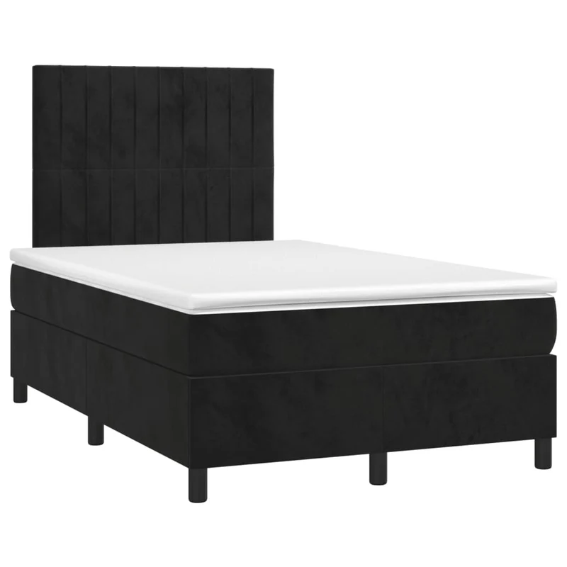 Cadre de lit LED avec sommier tête de lit matelas 120 x 200 cm tissu velours noir TDL0209277