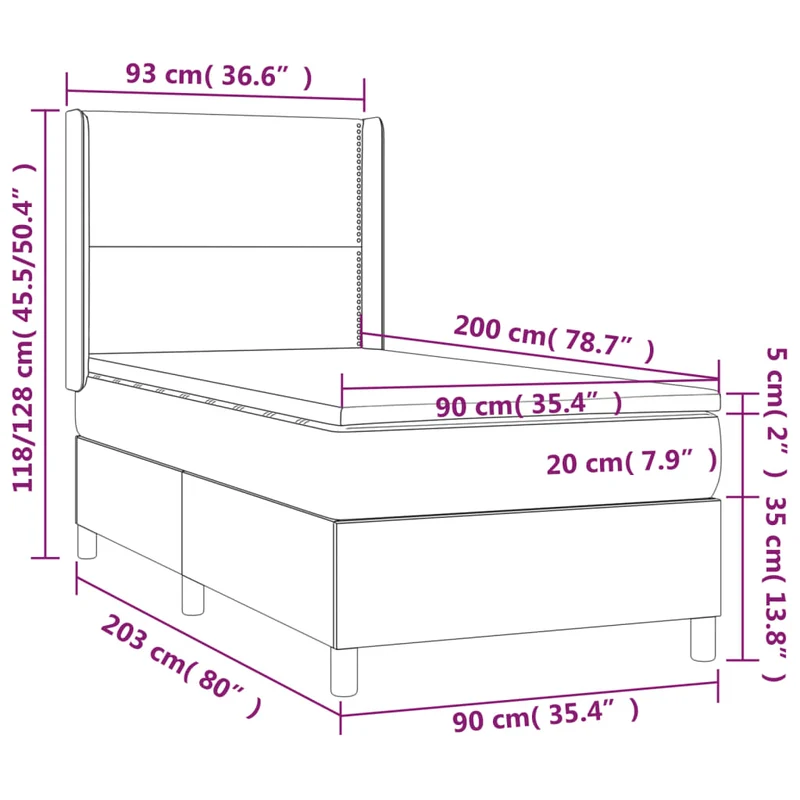 Cadre de lit LED avec sommier tête de lit matelas 90x200 cm synthétique noir TDL0209036