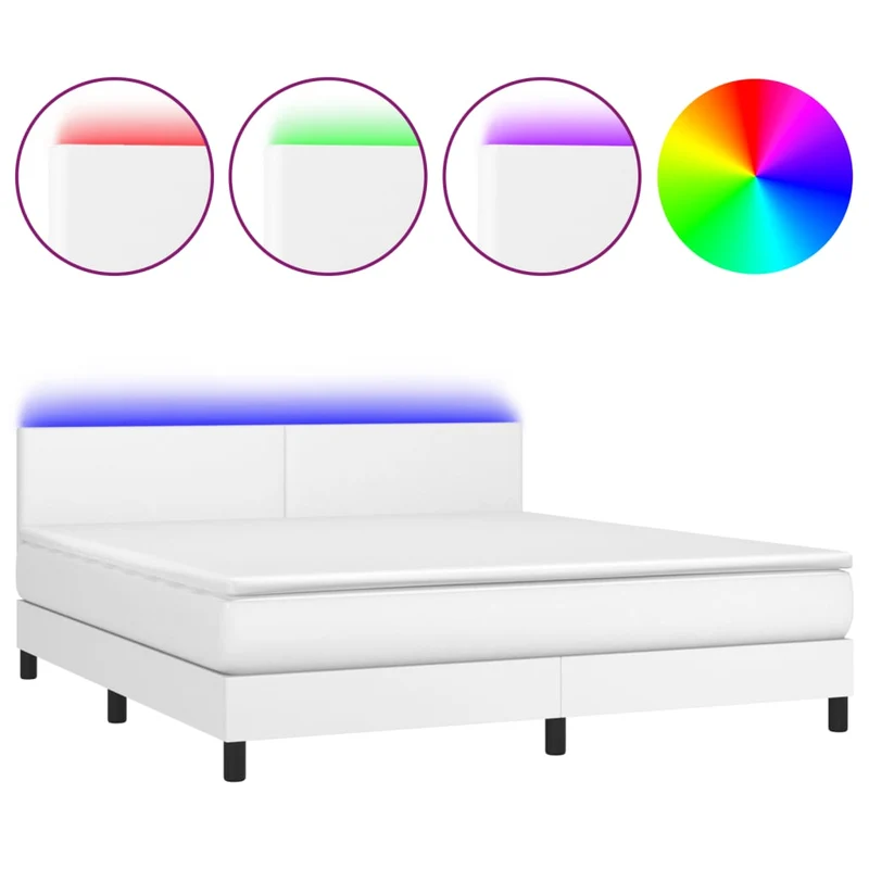 Cadre de lit LED avec sommier tête de lit matelas 180x200 cm synthétique blanc TDL0208718