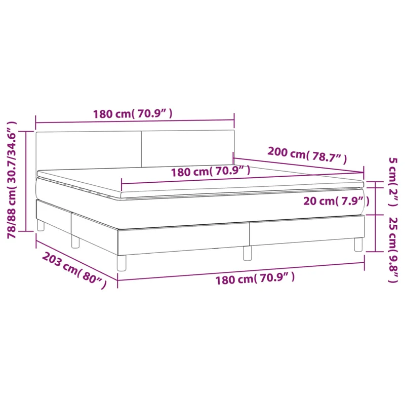 Cadre de lit LED avec sommier tête de lit matelas 180x200 cm synthétique blanc TDL0208718
