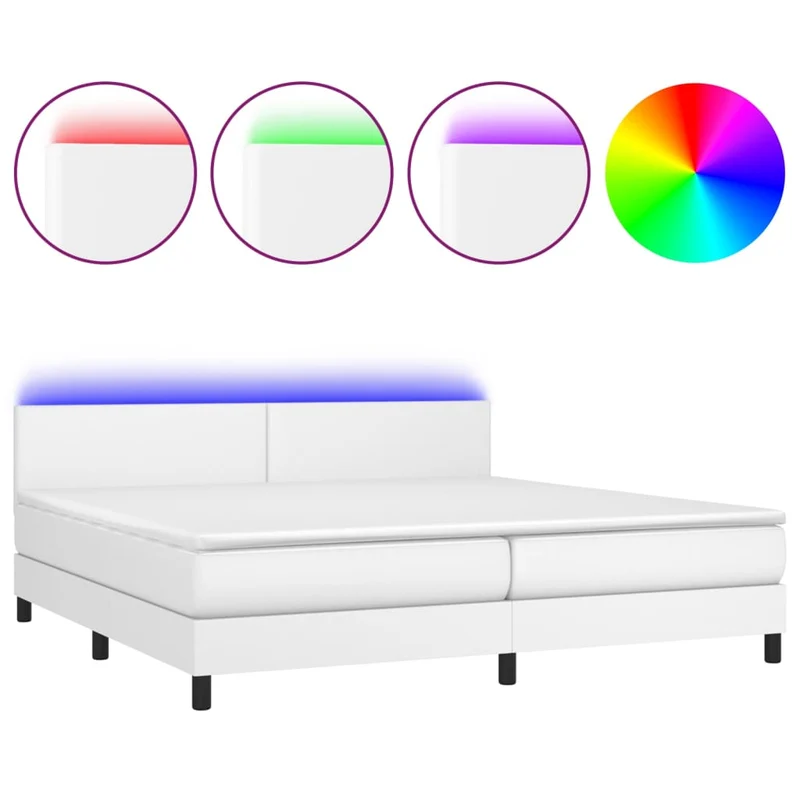 Cadre de lit LED avec sommier tête de lit matelas 200x200 cm tissu bleu TDL0208714
