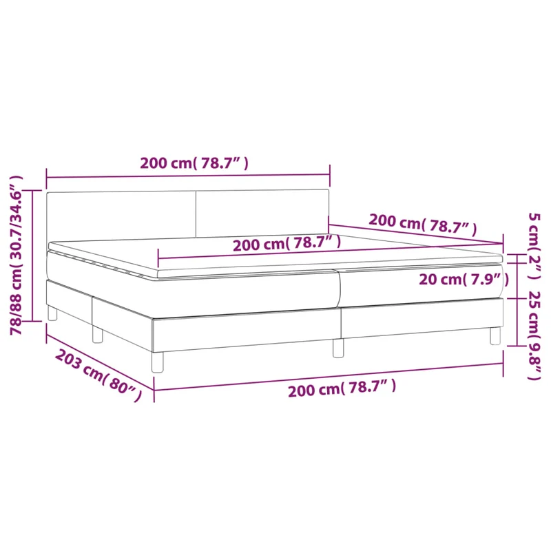 Cadre de lit LED avec sommier tête de lit matelas 200x200 cm tissu bleu TDL0208714