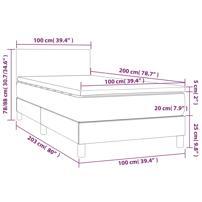 Cadre de lit LED avec sommier tête de lit matelas 100x200 cm synthétique gris TDL0208603