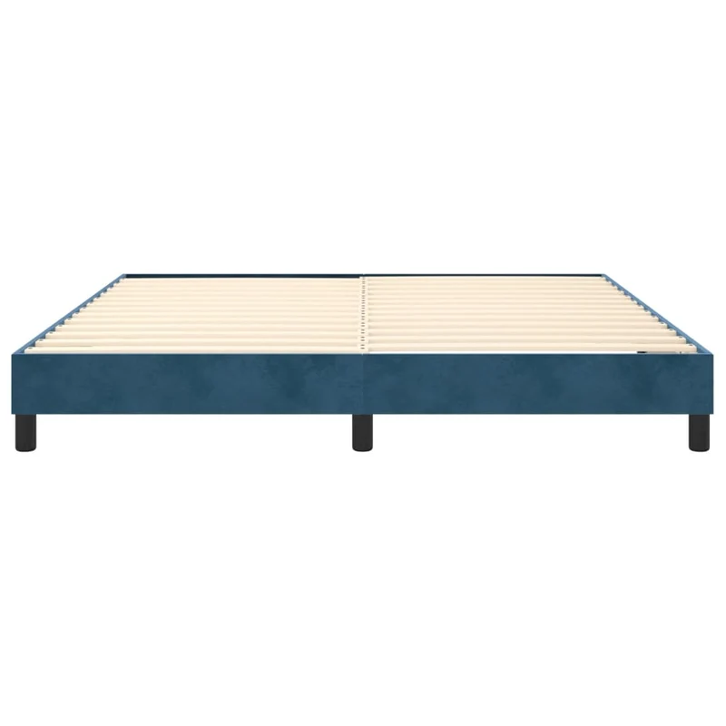 Sommier à lattes sur pieds cadre de lit 160x200 cm tissu velours bleu foncé TDL0207308