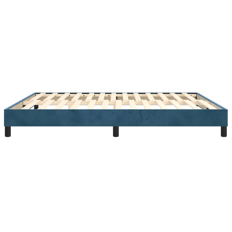 Sommier à lattes sur pieds cadre de lit 160x200 cm tissu velours bleu foncé TDL0207308