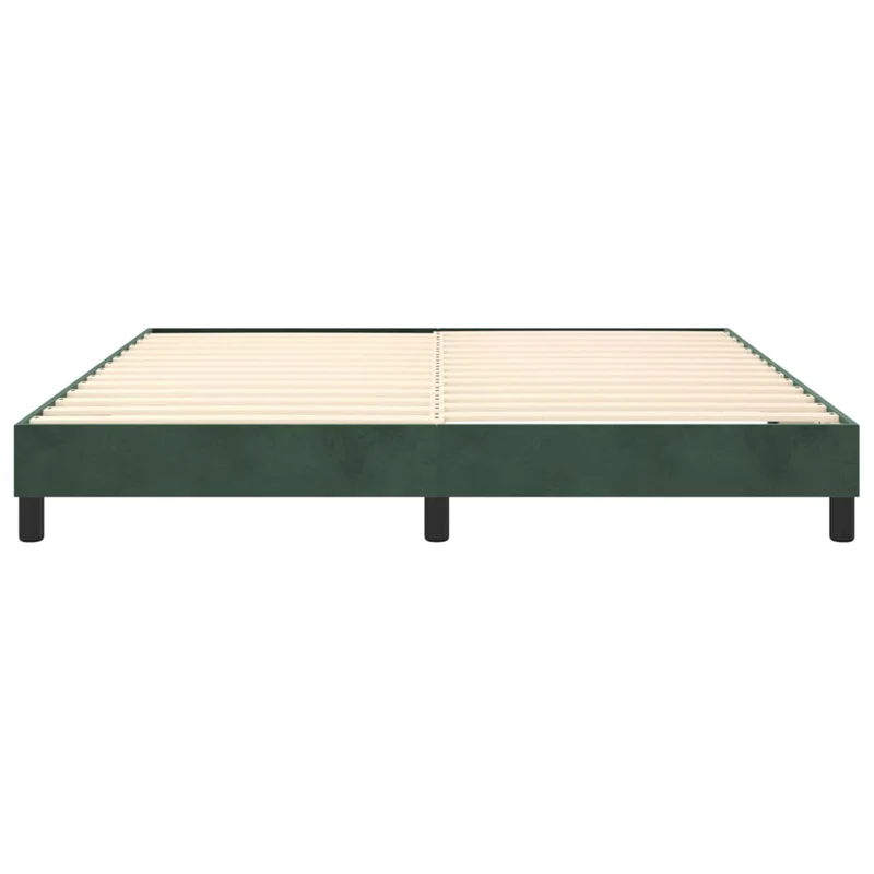 Sommier à lattes sur pieds cadre de lit 160x200 cm tissu velours vert foncé TDL0206881