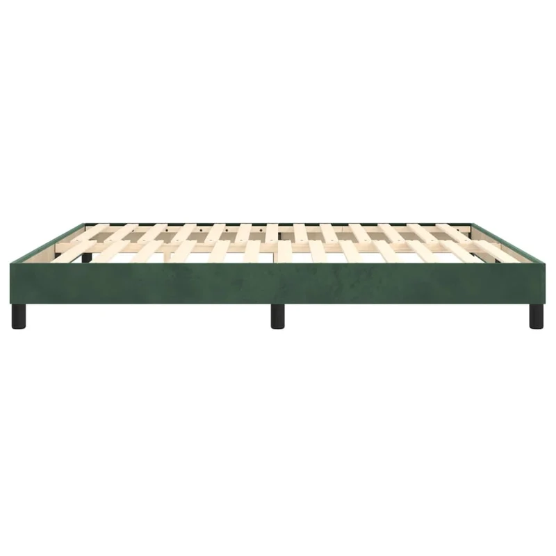 Sommier à lattes sur pieds cadre de lit 160x200 cm tissu velours vert foncé TDL0206881