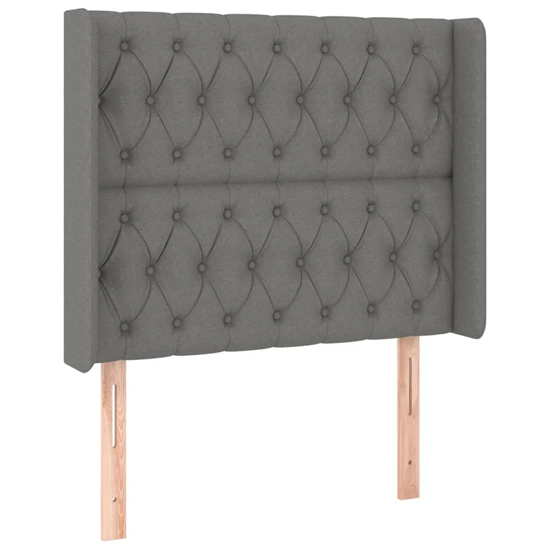 Cadre de lit LED avec sommier tête de lit matelas 90x190cm tissu gris foncé TDL0209397