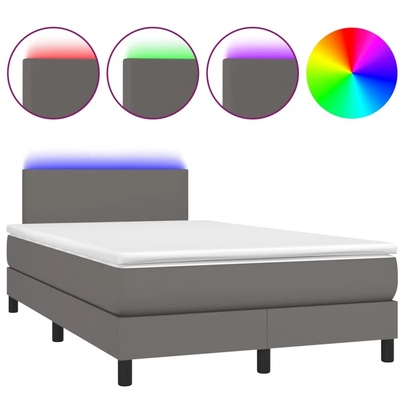 Cadre de lit LED avec sommier tête de lit matelas surmatelas 120x200 cm synthétique gris TDL0207963