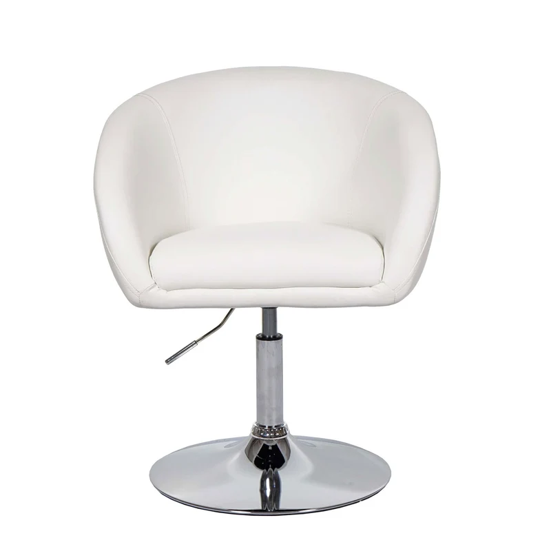 Chaise de salle à manger fauteuil lounge pivotante en synthétique réglable en hauteur blanc 04_0002228