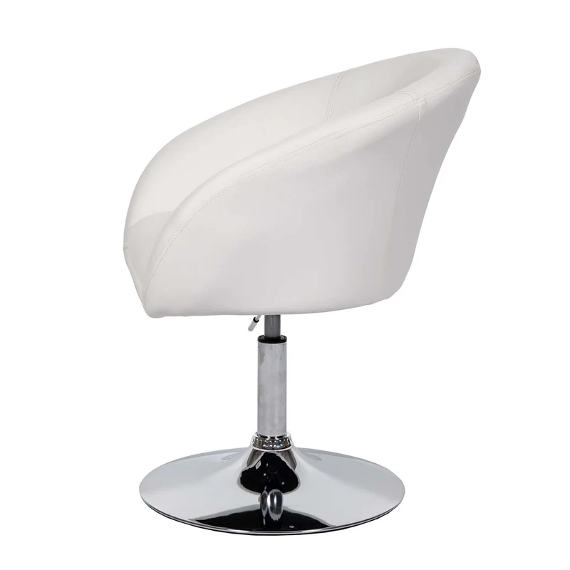 Chaise de salle à manger fauteuil lounge pivotante en synthétique réglable en hauteur blanc 04_0002228