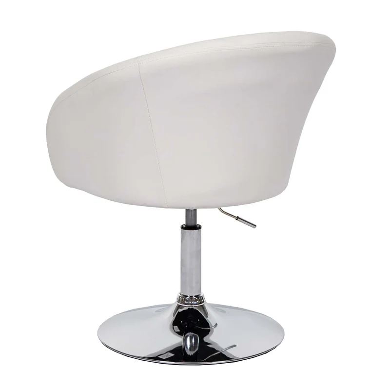 Chaise de salle à manger fauteuil lounge pivotante en synthétique réglable en hauteur blanc 04_0002228