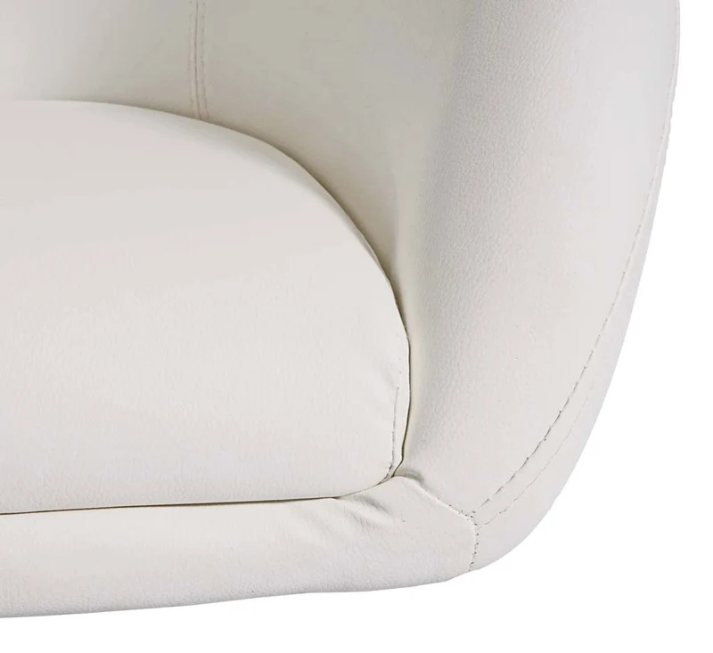 Chaise de salle à manger fauteuil lounge pivotante en synthétique réglable en hauteur blanc 04_0002228
