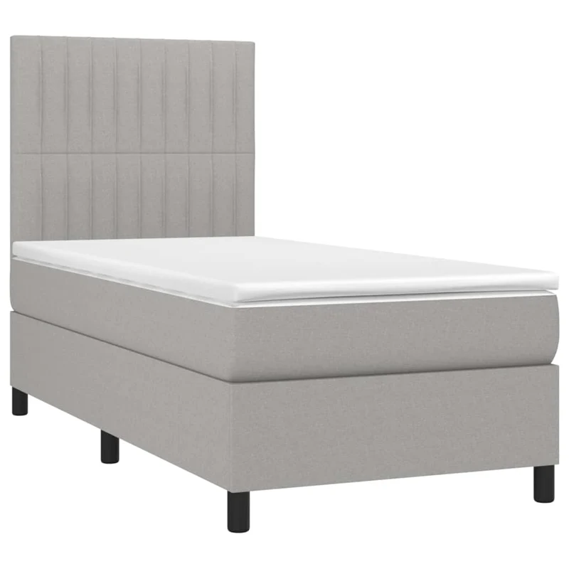 Cadre de lit LED avec sommier tête de lit matelas 90x200cm tissu gris clair TDL0209455