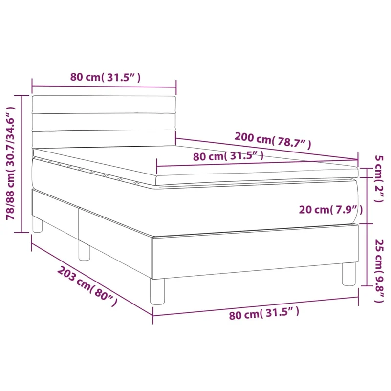Cadre de lit LED avec sommier tête de lit matelas 80x200cm tissu gris clair TDL0209495