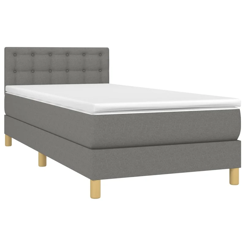 Cadre de lit LED avec sommier tête de lit matelas 90x200cm tissu gris foncé TDL0209379