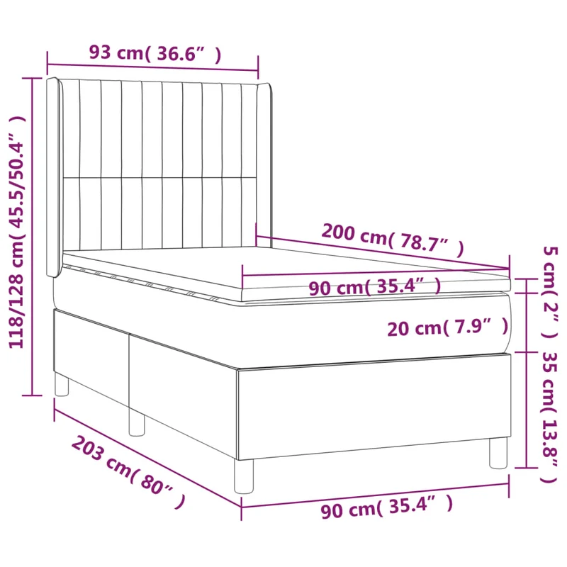 Cadre de lit LED avec sommier tête de lit matelas 90x200cm tissu gris clair TDL0209463