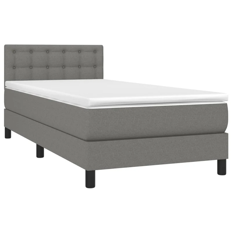 Cadre de lit LED avec sommier tête de lit matelas 90x200cm tissu gris foncé TDL0209360