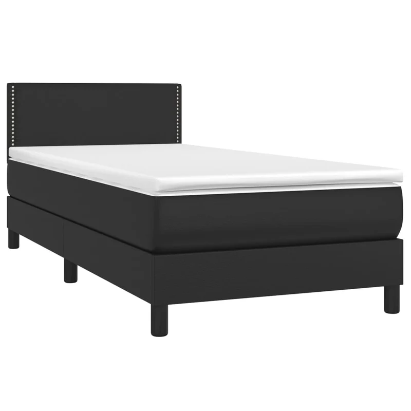 Cadre de lit LED avec sommier tête de lit matelas 100x200cm synthétique noir TDL0209303