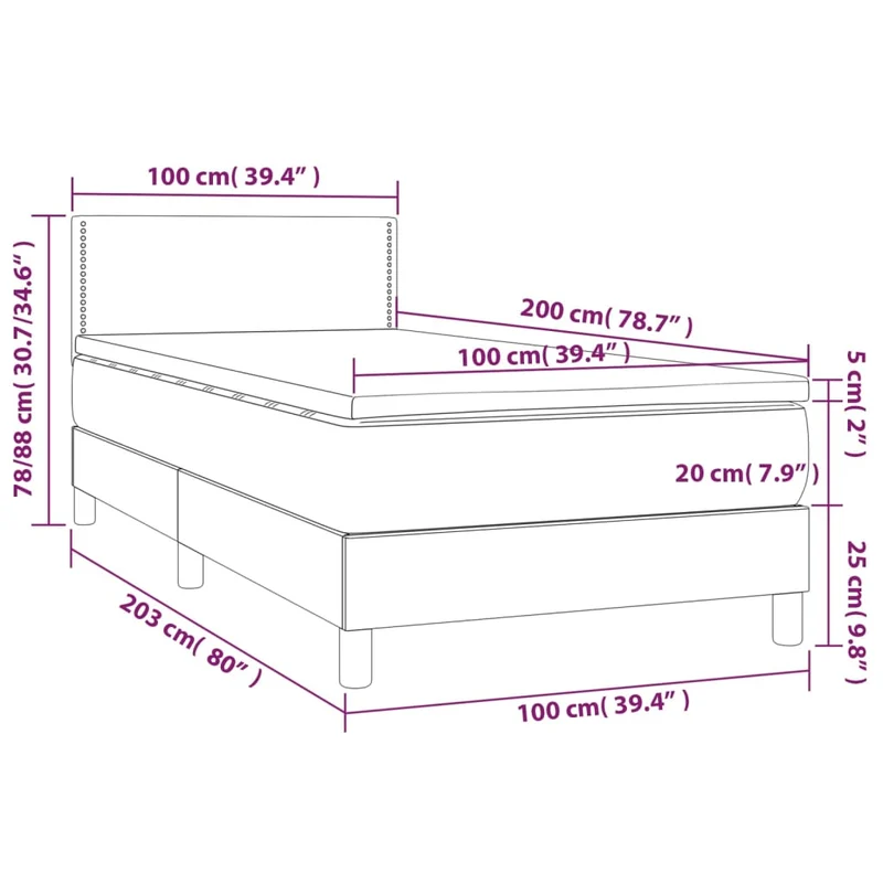 Cadre de lit LED avec sommier tête de lit matelas 100x200cm synthétique noir TDL0209303
