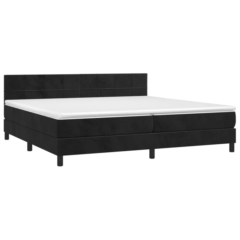 Cadre de lit LED avec sommier tête de lit matelas 200x200 cm tissu velours noir TDL0209145