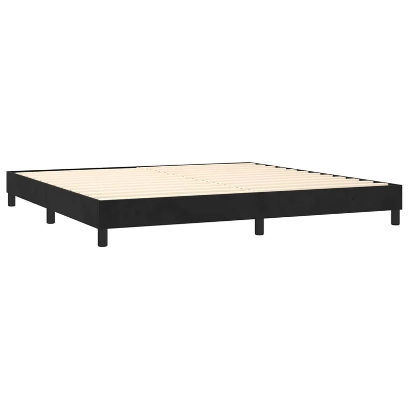 Cadre de lit LED avec sommier tête de lit matelas 200x200 cm tissu velours noir TDL0209145