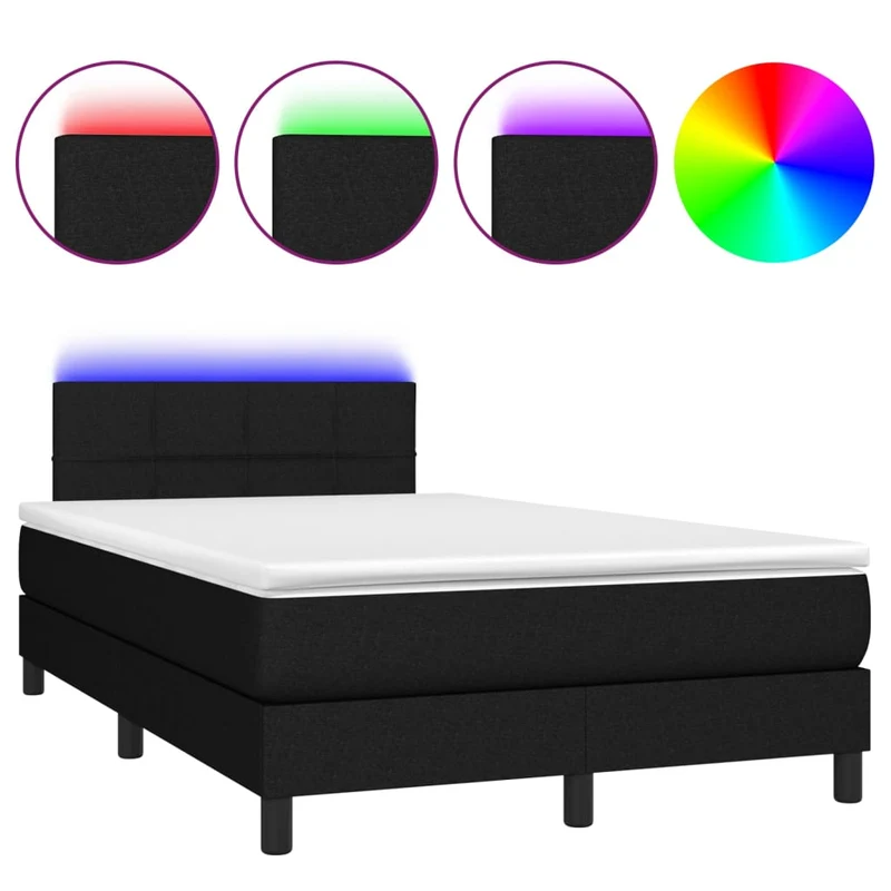 Cadre de lit LED avec sommier tête de lit matelas 120 x 200 cm tissu noir TDL0209285