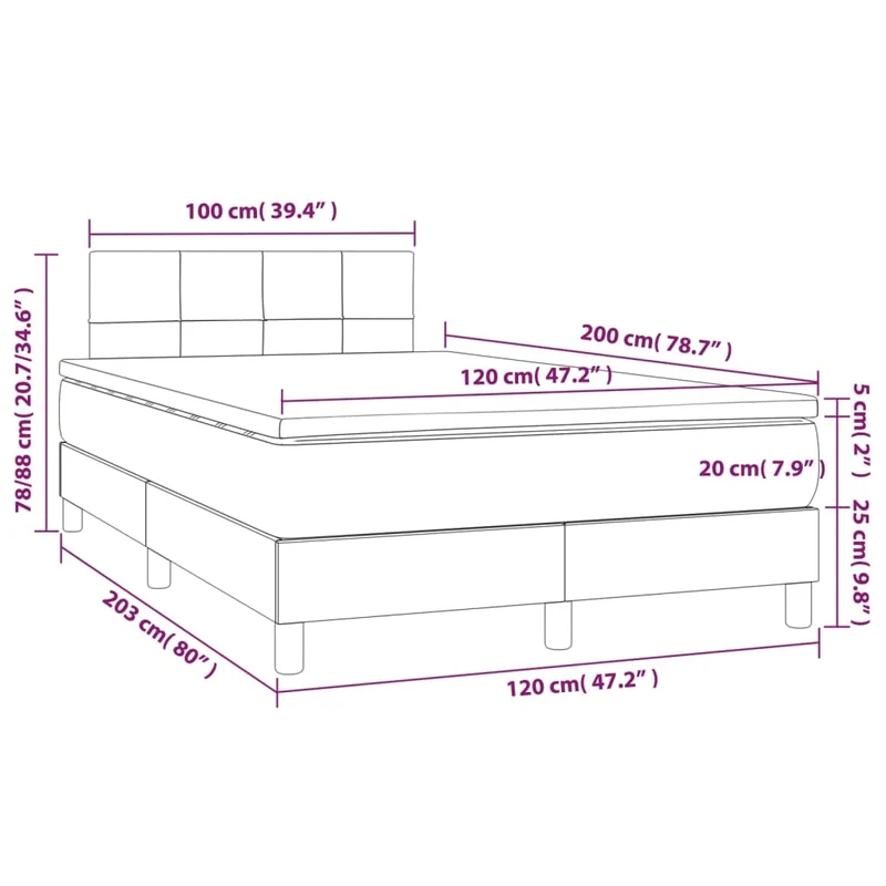 Cadre de lit LED avec sommier tête de lit matelas 120 x 200 cm tissu noir TDL0209285