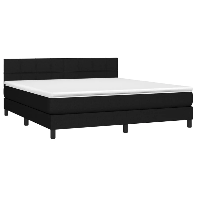 Cadre de lit LED avec sommier tête de lit matelas 160x200 cm tissu noir TDL0209190