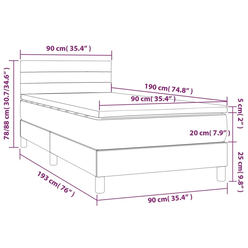 Cadre de lit LED avec sommier tête de lit matelas 90x190 cm tissu noir TDL0209073