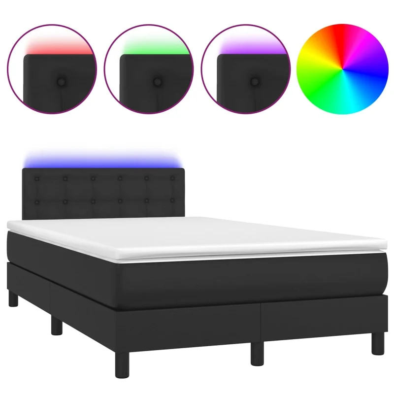 Cadre de lit LED avec sommier tête de lit matelas 120x200cm synthétique noir TDL0209267