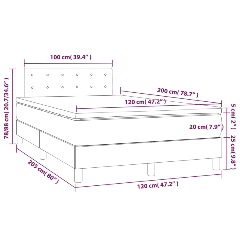 Sommier tapissier avec matelas 120x200 cm synthétique noir TDL0208738