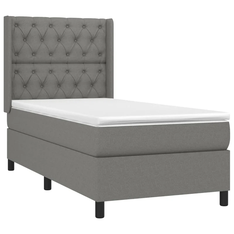Cadre de lit LED avec sommier tête de lit matelas 80x200cm tissu gris foncé TDL0209426